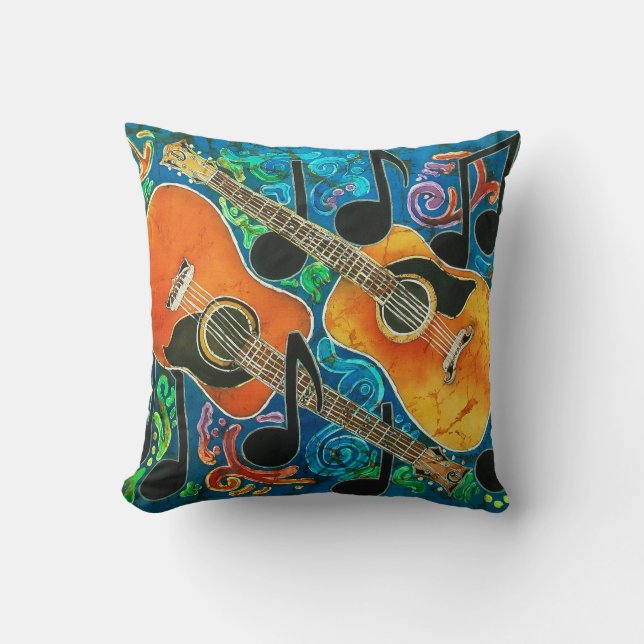 Guitars Polyester Throw Pillow 16" x 16" (Front)