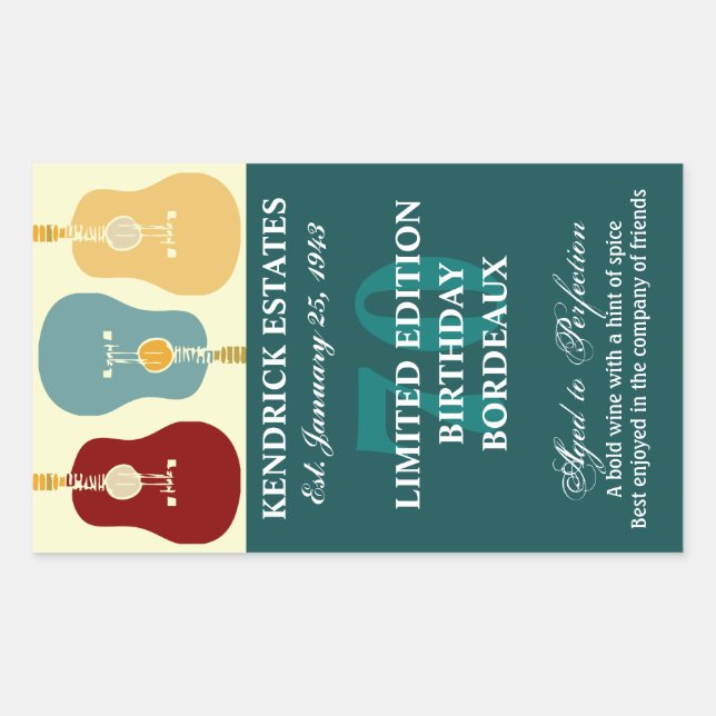 Guitars Wine Label - Teal (750ml) (Front)