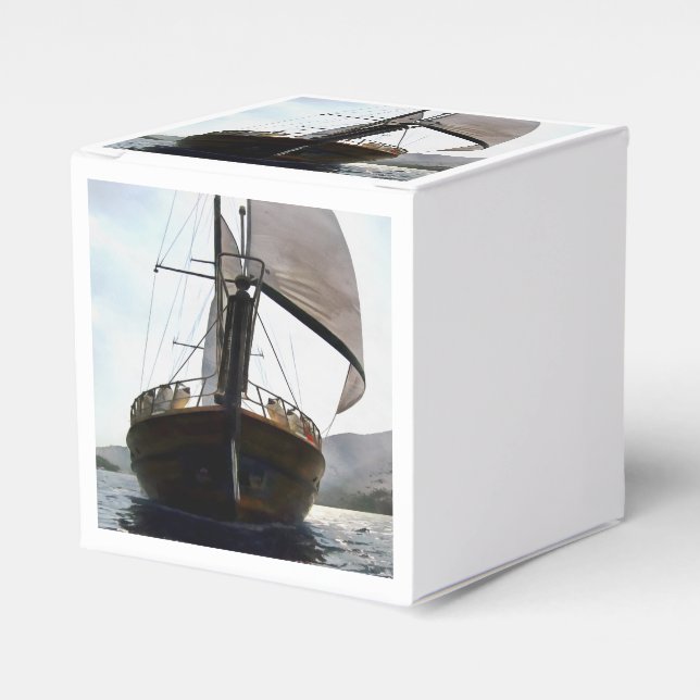 Gulet Under Sail Sailing Acrylic Painting Favour Box (Front Side)