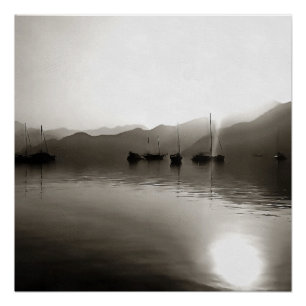 Gulets Ethereal In Grey Sailboat Painting Poster