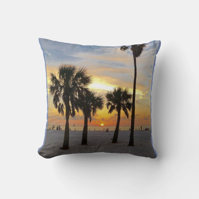 Gulf Beach Sunset Two Sided Pillow (Front)