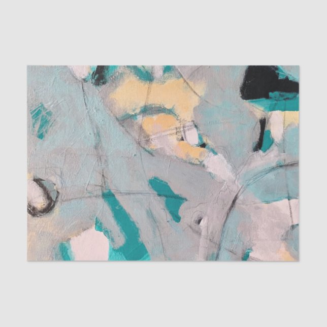 Gulf Breeze Abstract Teal, Gold, White  Tissue Paper (Front)