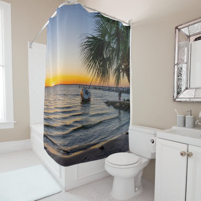Gulf Breeze Florida Sunset Shower Curtain (In Situ)