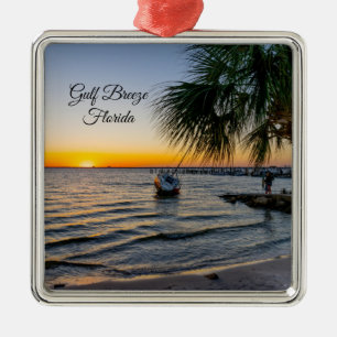 Gulf Breeze Florida Sunset Square Ornament