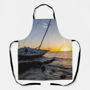Gulf Breeze Sailboat And Jetty Sunset Apron