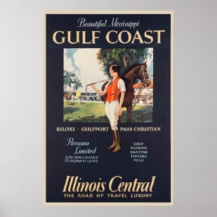 Gulf Coast Illinois Central Travel Poster