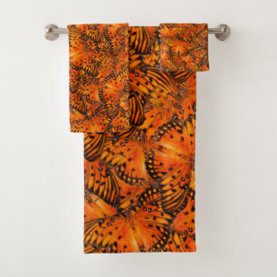 Gulf fritillary butterflies orange brown bath towel set