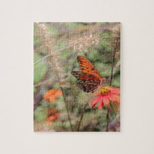 Gulf Fritillary on Zinnia Jigsaw Puzzle