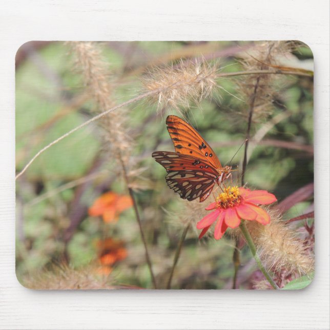 Gulf Fritillary on Zinnia Mouse Pad (Front)