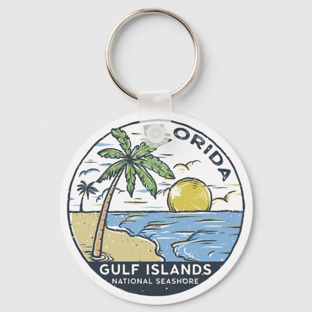 Gulf Islands National Seashore Florida Vintage Key Ring (Front)