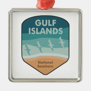 Gulf Islands National Seashore Seagulls Metal Ornament