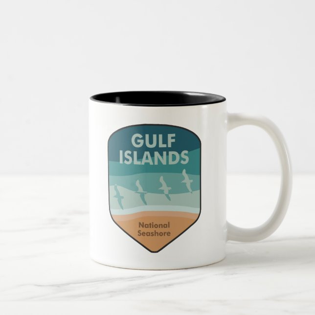 Gulf Islands National Seashore Seagulls Two-Tone Coffee Mug (Right)