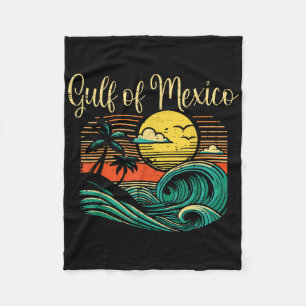 Gulf Mexico Beach Waves Vintage Surf Tropical Wome Fleece Blanket