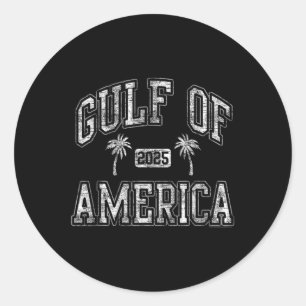 Gulf Of 2025 America Vintage Palm Trees Funny Classic Round Sticker