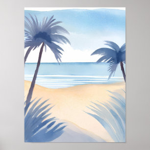 Gulf of america beach view in shades of blue poster