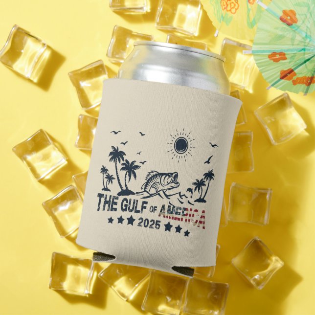 Gulf of America fishing patriotic American flag Can Cooler (In Situ Summer)