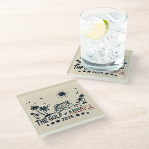 Gulf of America fishing patriotic American flag Glass Coaster