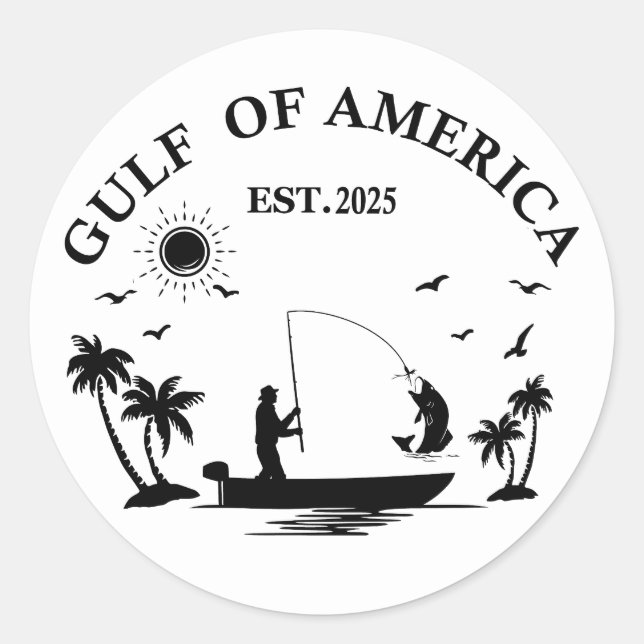 Gulf of America fishing pole American patriotic Classic Round Sticker (Front)