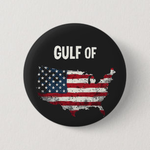 Gulf Of America Funny Trump USA Map Flag 6 Cm Round Badge
