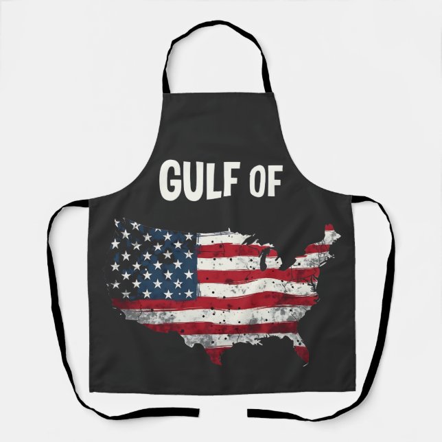 Gulf Of America Funny Trump USA Map Flag  Apron (Front)