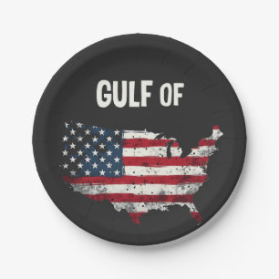Gulf Of America Funny Trump USA Map Flag  Paper Plate