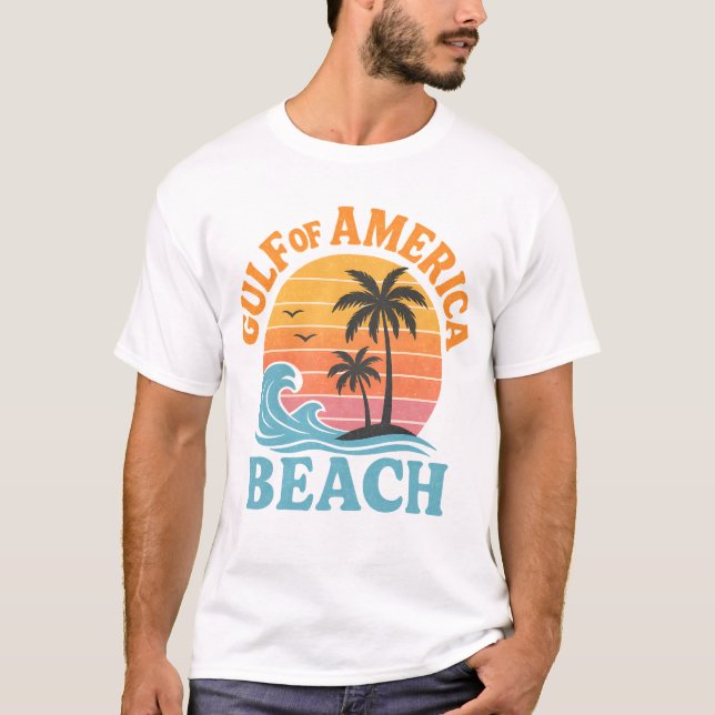 Gulf of America Retro Beach Vibes Design T-Shirt (Front)