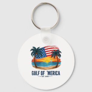 Gulf Of Merica Usa Flag Sunset Beach Americas Gulf Key Ring