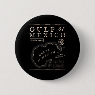 Gulf Of Mexico 1672 Historic Map 6 Cm Round Badge