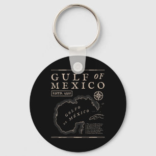 Gulf Of Mexico 1672 Historic Map  Key Ring