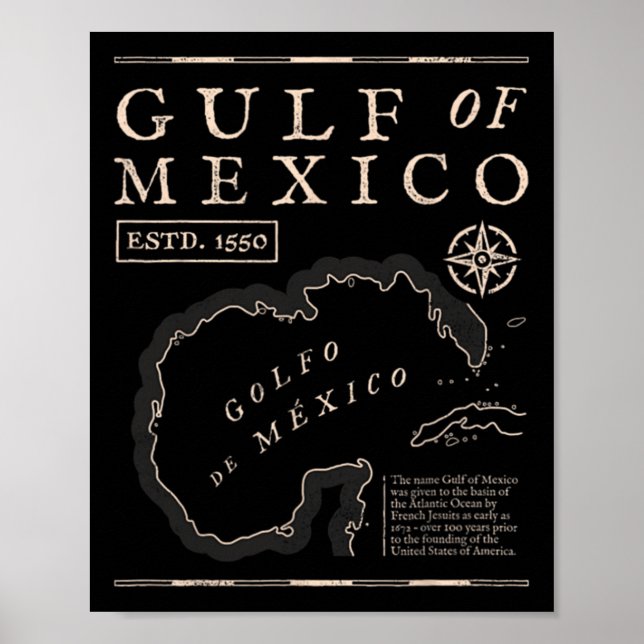 Gulf Of Mexico 1672 Historic Map  Poster (Front)