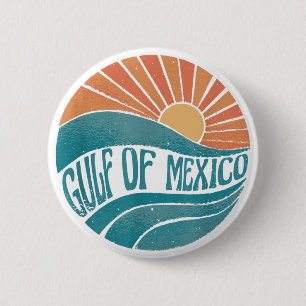 Gulf of Mexico Est 1550 Retro Beach Gulf of Mexico 6 Cm Round Badge