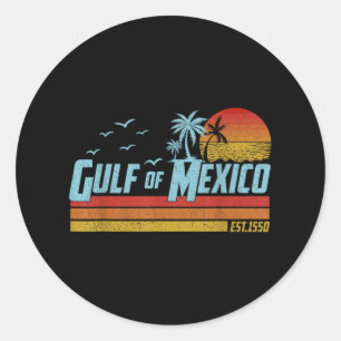 Gulf Of Mexico Est 1550 Retro Vintage Beach  Classic Round Sticker