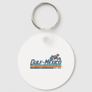 Gulf Of Mexico Est 1550 Retro Vintage Beach Key Ring
