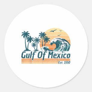 Gulf Of Mexico Forever Retro Vintage Beach Mens Wo Classic Round Sticker