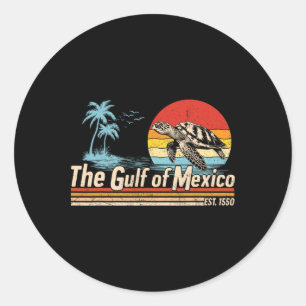 Gulf Of Mexico Forever Turtle Vintage Beach Mens W Classic Round Sticker