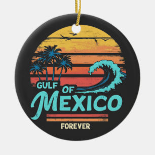 Gulf of Mexico Forever Vintage Beach Mexican Ceramic Ornament
