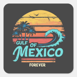 Gulf of Mexico Forever Vintage Beach Mexican Square Sticker