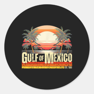 Gulf Of Mexico Forever Vintage Beach Retro Sunset Classic Round Sticker