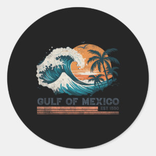 Gulf Of Mexico Retro Vintage T-shirt2.png Classic Round Sticker