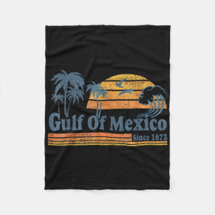 Gulf Of Mexico Since 1672 Retro Vintage Beach Fleece Blanket
