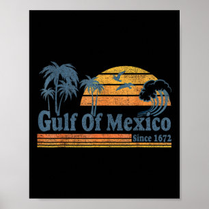 Gulf Of Mexico Since 1672 Retro Vintage Beach Poster