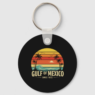 Gulf Of Mexico Since 1672 Sunset Vibes Vintage Tee Key Ring