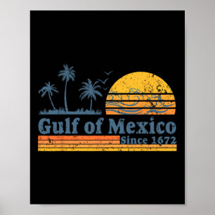 Gulf Of Mexico Since 1672 Tee Retro Vintage Beach Poster