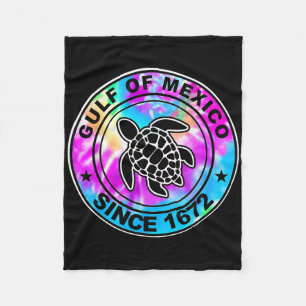 Gulf Of Mexico Since 1672 Tie Dye Sea Turtle Mexic Fleece Blanket