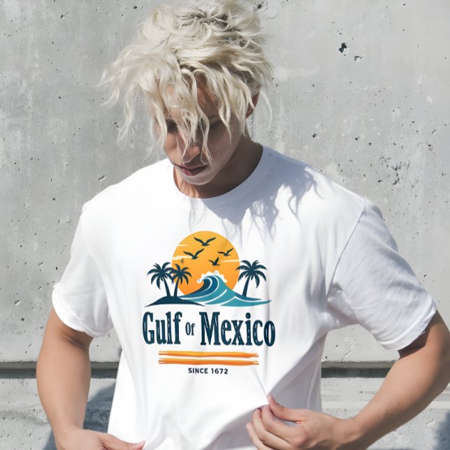 Gulf of Mexico Since 1672 Tropical White T-Shirt (Gulf of Mexico Since 1672 Tropical White T-Shirt )