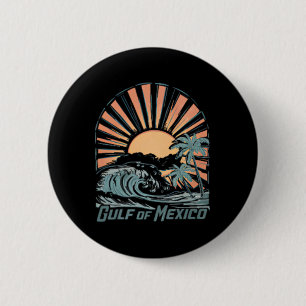 Gulf Of Mexico Since 1672 Vintage Beach 2 Sided T- 6 Cm Round Badge