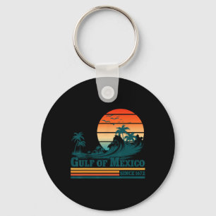 Gulf Of Mexico Since 1672 Vintage Sunset Beach T-s Key Ring