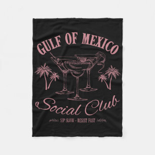 Gulf Of Mexico Social Club - Vintage Style Cocktai Fleece Blanket