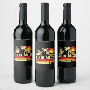 Gulf of Mexico stay salty vintage Wine Label