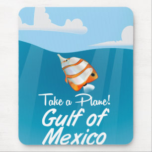 Gulf of Mexico travel poster cartoon Mouse Pad